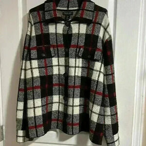 Rachel Zoe knit plaid shacket  sweater L